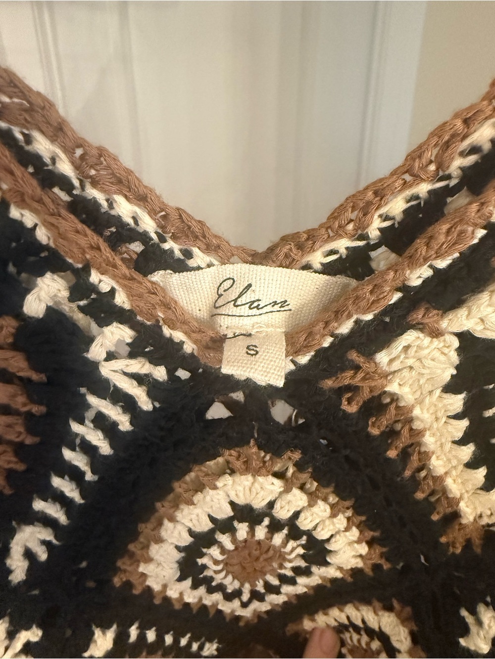 Elan Black and Tan Crochet Maxi Dress with Fringe - Picture 8 of 8